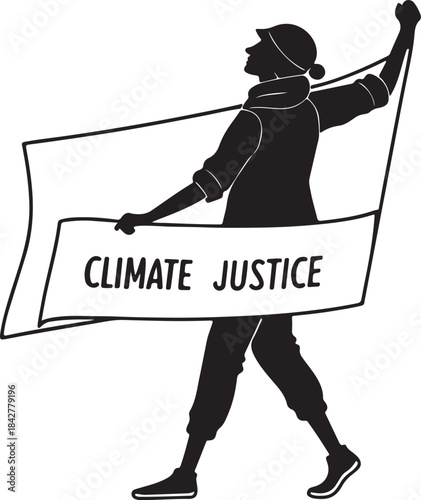 Protester holding a banner for climate justice