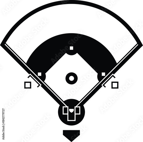 Baseball Field Diagram Minimal Vector Illustration