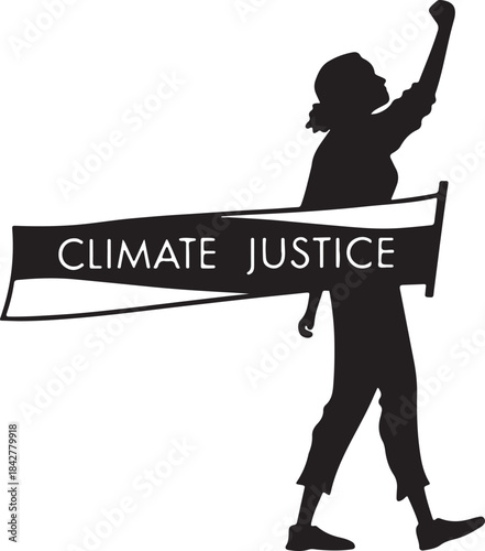 Protester holding a banner for climate justice