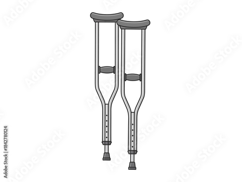 Pair of Crutches Medical Walking Aid for Support and Recovery, Isolated on White