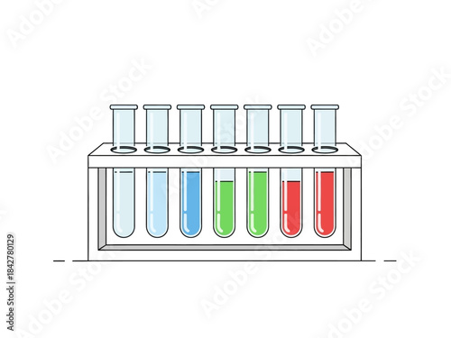 Colorful liquids in test tubes A scientific illustration for experiments and research