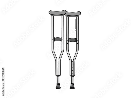 Illustration of Two Crutches A Medical Aid for Support and Mobility for Patients