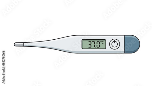 Digital Thermometer Displaying a Normal Body Temperature of 37