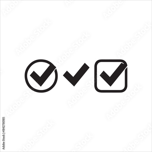 black Check mark icon symbols vector. symbol for web site Computer and mobile vector