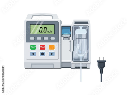 Medical Infusion Pump Illustration for Healthcare and Treatment Concepts