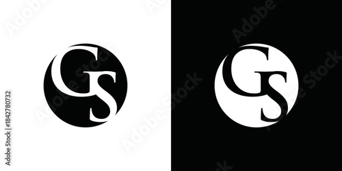 simple circle GS initials logo vector