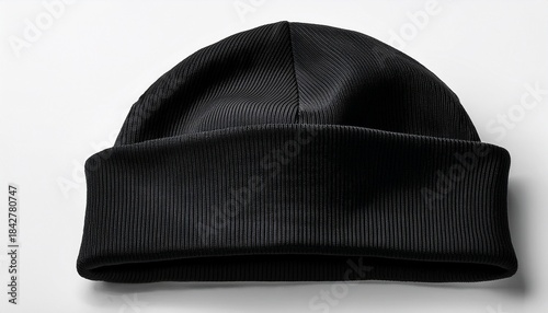 a plain black mockup beanie hat isolated on a white background for versatile casual wear