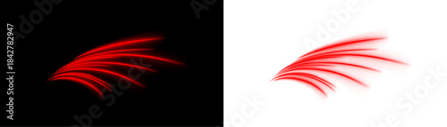 Red ribbons spiral and twist elegantly, radiating dynamic energy and speed. Sparkling highlights accentuate every curve. Perfect for sci-fi or digital visuals. PNG