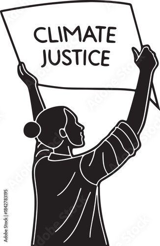 Protester holding a banner for climate justice