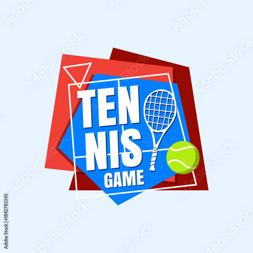 Dynamic Tennis Game Emblem with Racket and Ball