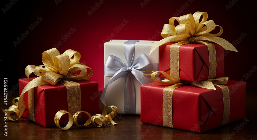 Obraz premium Festive Gift Wrapped and Presented on Table