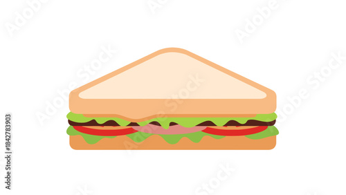 Delicious Triangle Sandwich With Fresh Ingredients Food Illustration For Menus and Recipes