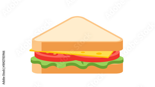 Delicious Triangle Sandwich with Cheese Tomato and Lettuce Food Illustration