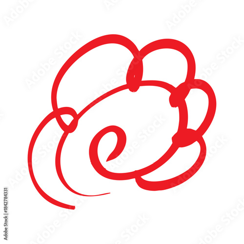 手書きの花丸アイコン ベクター 赤