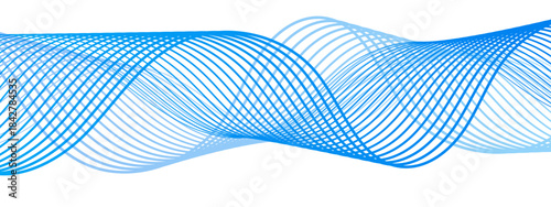 Dynamic Cyan Turquoise Wave With Smooth Flowing Parallel Lines on White Background – Minimalist Abstract Pattern for Tech, Sound Data, Medical & Corporate Design
