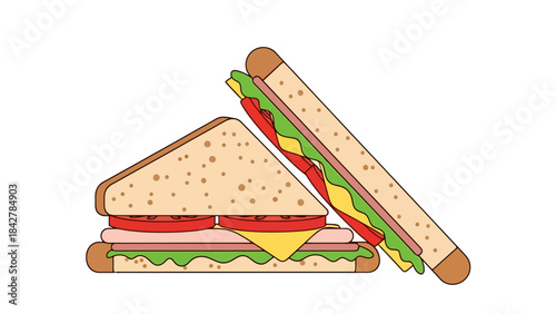 Delicious Triangle Sandwiches Filled with Fresh Ingredients Ready to Eat