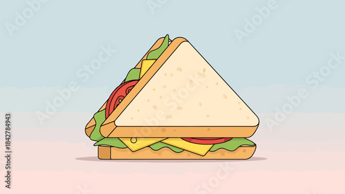 Delicious Triangle Sandwich Illustration Fresh Ingredients Healthy Meal Concept