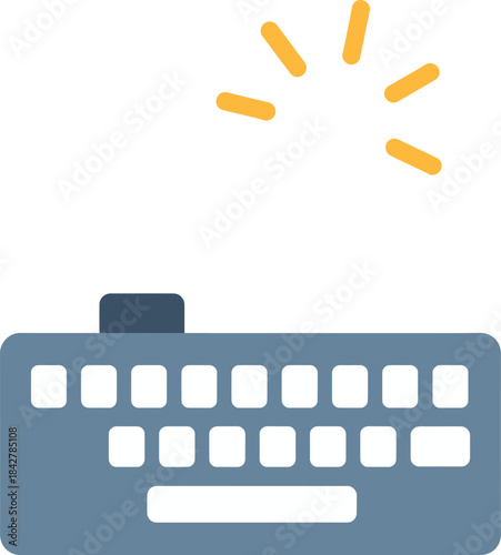 Computer Keyboard Icon With Light Signal