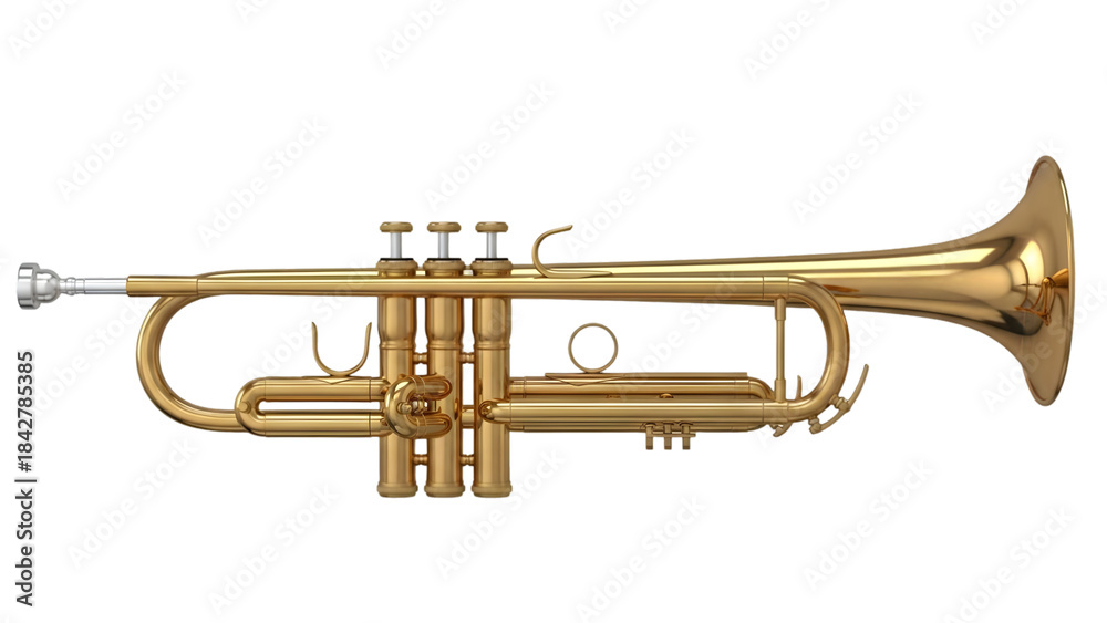Obraz premium Brass trumpet isolated on transparent background