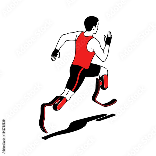 Runner Silhouette With Prosthetic Blade Leg.