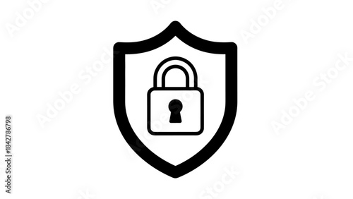Security Shield Icon with Padlock Symbol for Data Protection and Safety