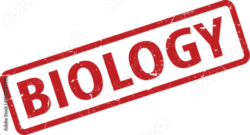 Red Biology Stamp Grunge Effect, Isolated on White Background, Educational Tool, Confirmation, Validation