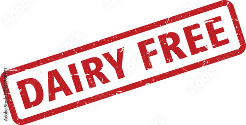 Red Dairy Free Rubber Stamp on White Background Allergen Information and Dietary Needs