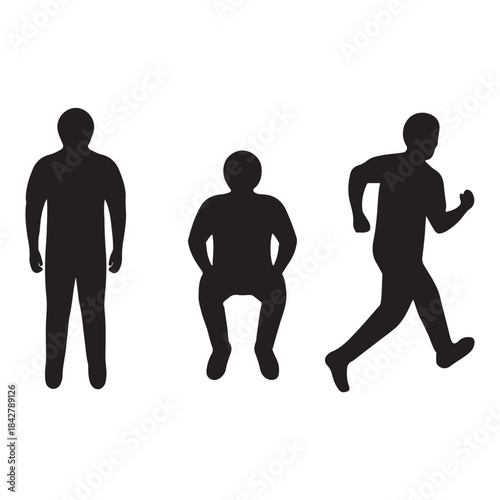 Top View Executive Men CAD Set – Standing & Sitting Line Vectors