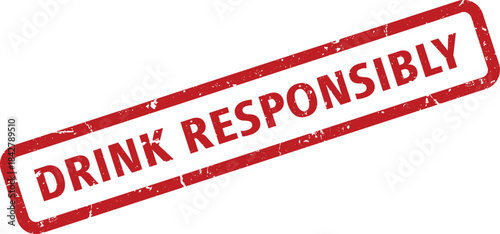 Distressed Red Ink Stamp on White Background Drink Responsibly Message and Element