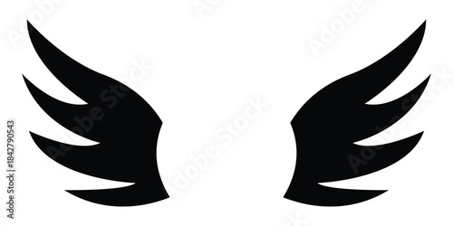 Wings Icon Set – Vector Collection of Eagle, Falcon, Hawk, Phoenix & Heraldic Flying Badges