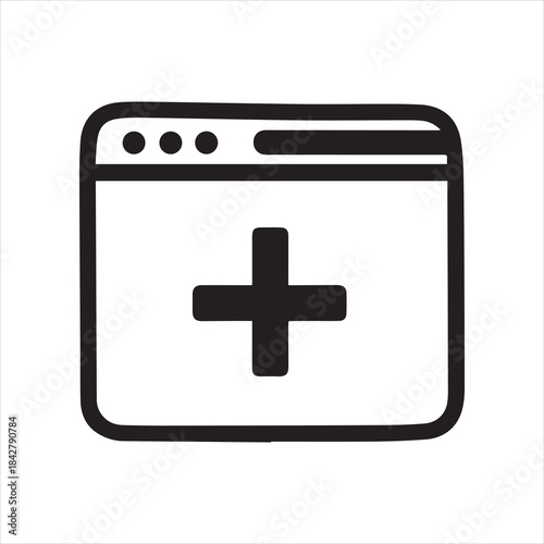 browser tab plus symbol icon vector illustration