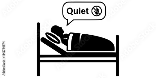 Patient Rest Recovery Do Not Disturb Vector Silhouette