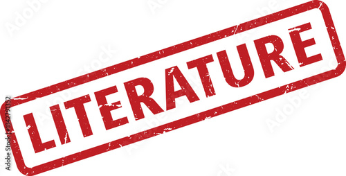 Literature Red Ink Rubber Stamp Impression on White Background, Academic and Literary Theme