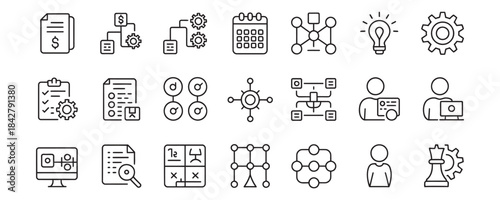 Business strategy and technology icons for modern workflow optimization