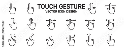 Various touch gestures icons for modern digital design projects