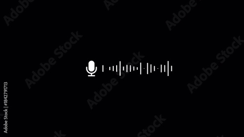Podcast recording microphone icon with digital sound wave, Podcast recording Microphone with Audio Icon and waveform equalizer with alpha channel in 4k.