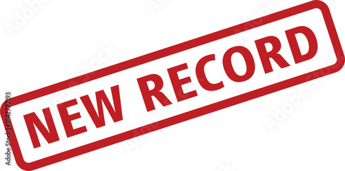 Isolated Red New Record Rubber Stamp Impression, Representing Achievement, Success, and Breaking Barriers