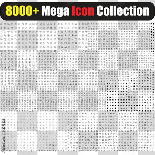 Massive collection of eight thousand plus minimalist outline and filled vector icons for digital design projects