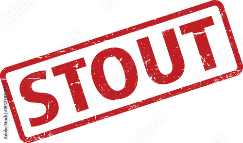 Distressed Red Stout Stamp of an Aged Rubber Stamp Impression on White Background