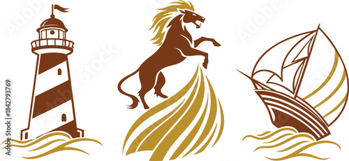 Mega Logo Collection – Abstract Modern Branding Symbols with Elegant Golden Gradient, Luxury Minimal Logo Marks, Premium Geometric Emblems and Corporate Identity Design Elements