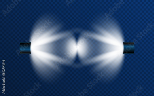 Set of isolated spotlight light effects. Colored glowing spotlight on a transparent background. 