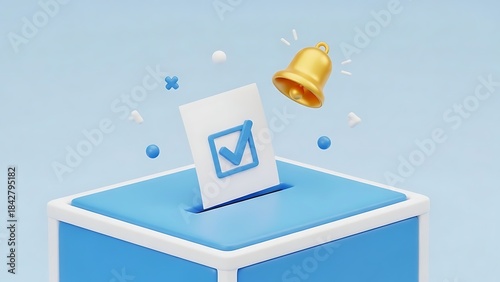 Wallpaper Mural Online Voting System Representation with Ballot Box, Checked Vote, and Notification Bell for Surveys and Important Decisions Torontodigital.ca
