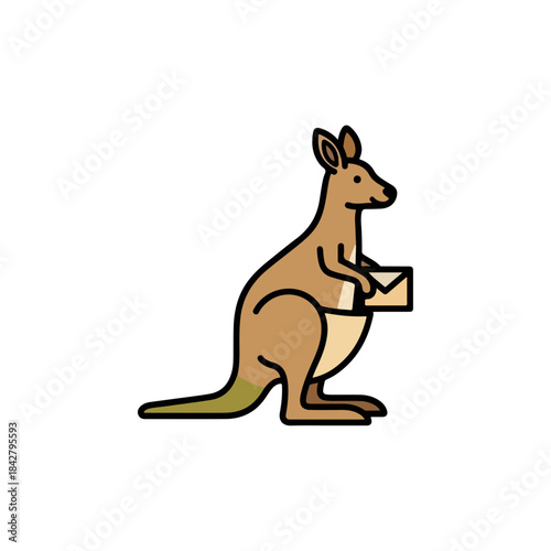 Illustration of a Kangaroo Holding an Envelope.