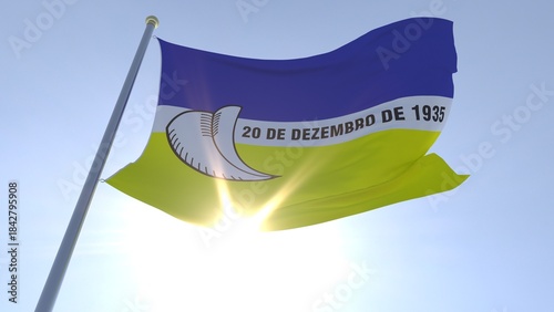 A bandeira de Dourados,  município do estado de Mato Grosso do Sul, Brasil - Ilustração 3D