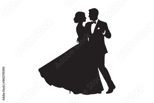 Wedding First Dance Bride Groom Couple Silhouette 