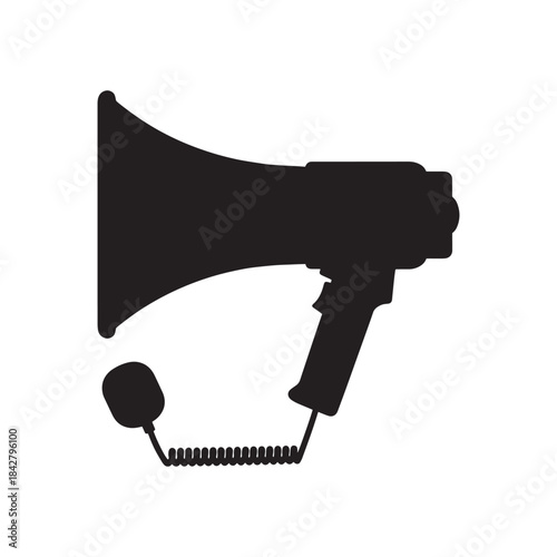 Megaphone Bullhorn Communication Icon Black Silhouette Vector
