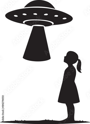 Fictional alien spacecraft and a girl