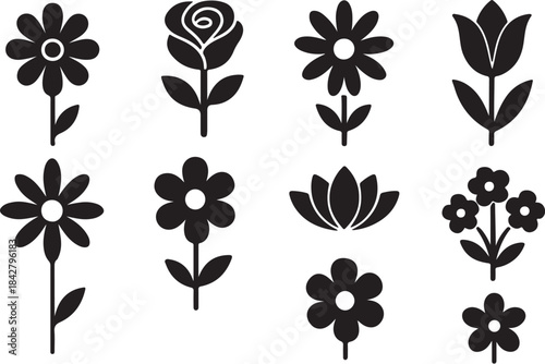 Rose, lotus, and other flower icons