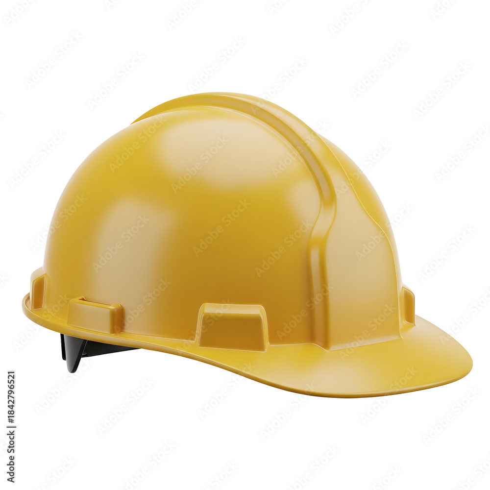 Fototapeta premium Bright yellow construction safety hard hat on a solid representing industrial protection and workplace security standards