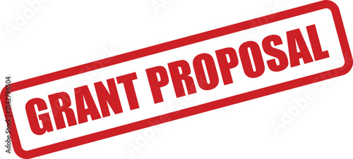 A textured rectangular rubber stamp impression displaying the bold words grant proposal for project submission forms